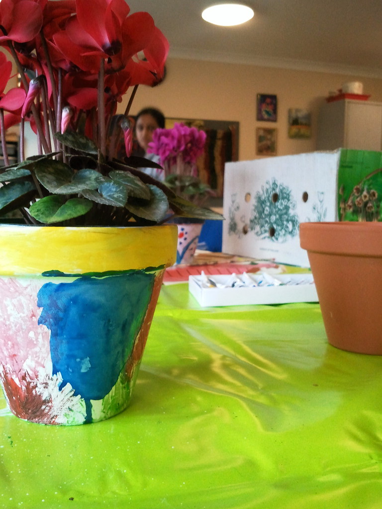 Painted flower pot