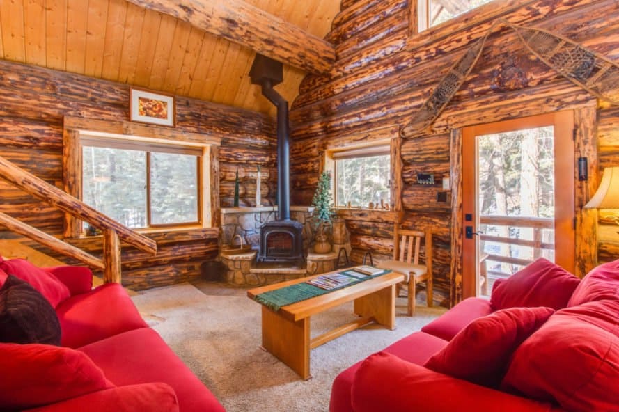 Winter log cabin retreat