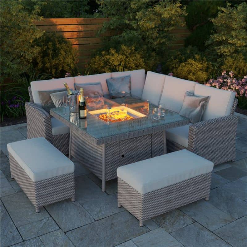 Fire Pit Tables, Garden Furniture With Fire Pit In Middle Of Table