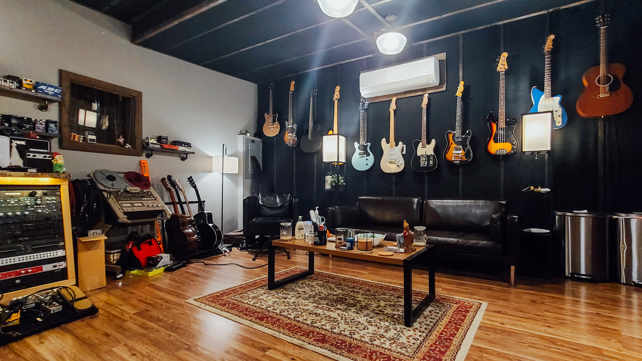 Garden room music studio setup