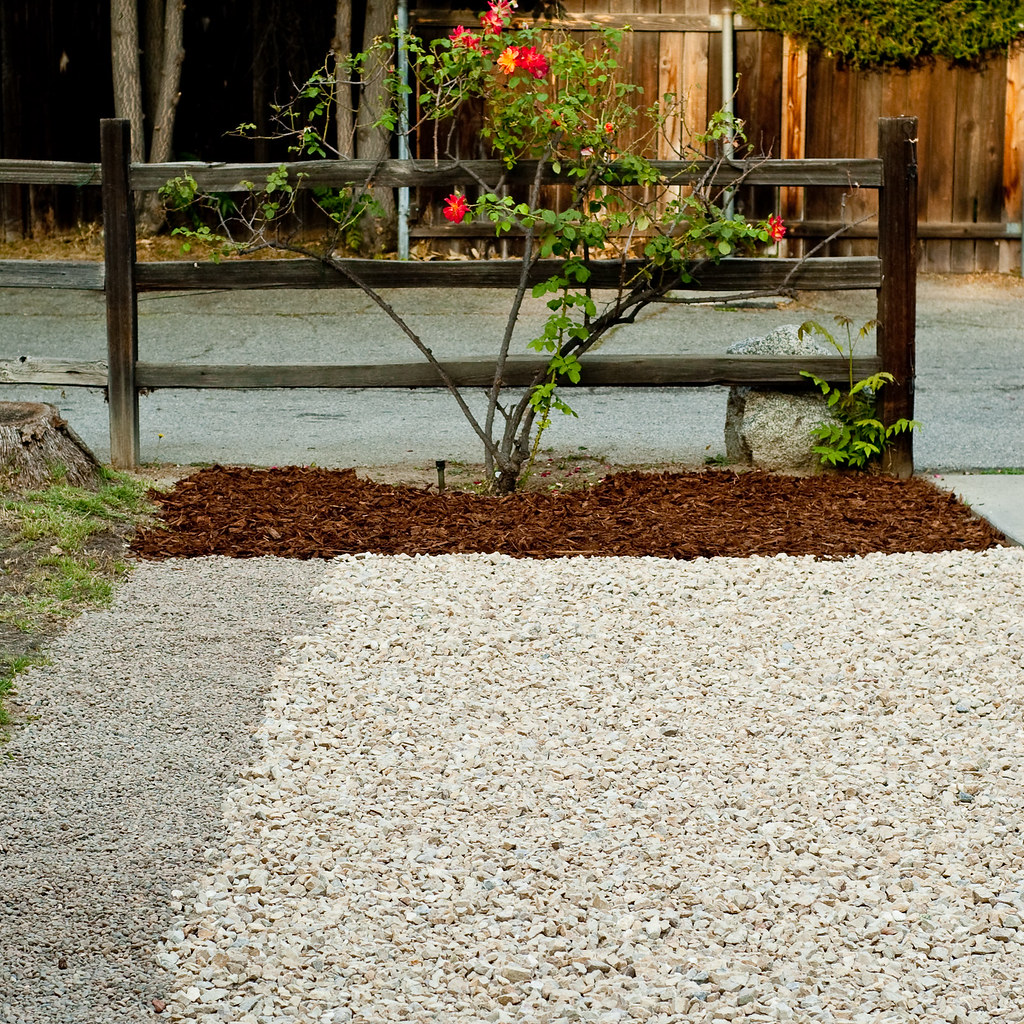 Pea gravel patio