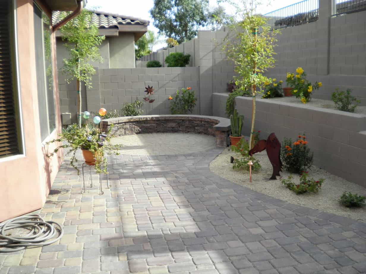 A concrete style outdoor space with concrete path