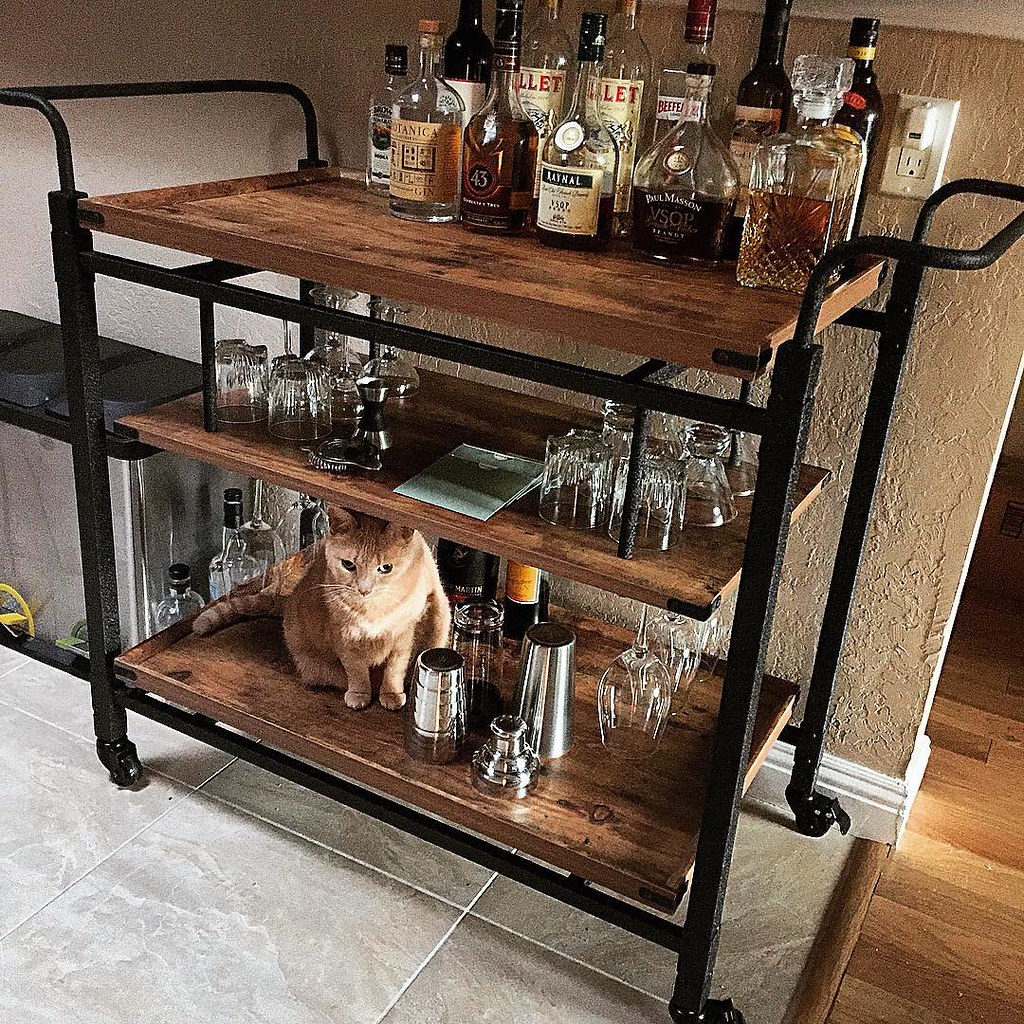 3-tier wooden bar cart