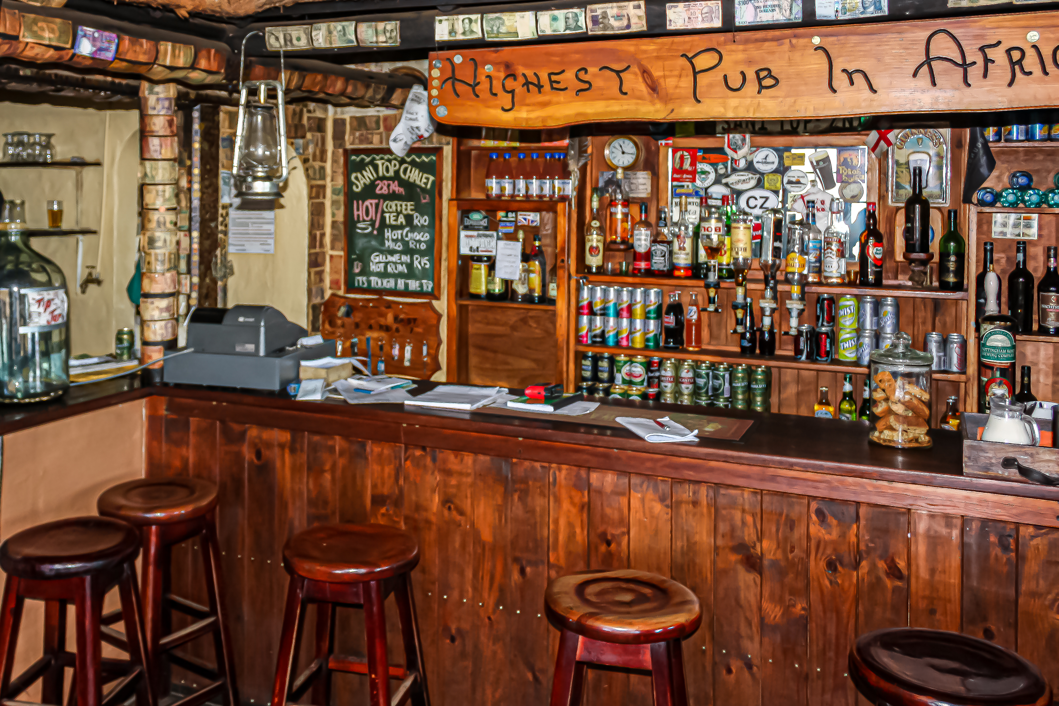 Classic garden bar filled with antiques