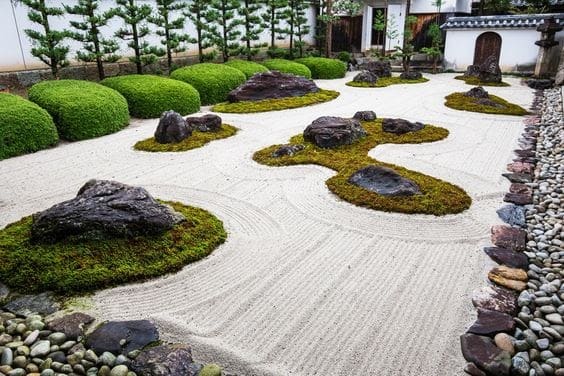 Grass islands with rocks