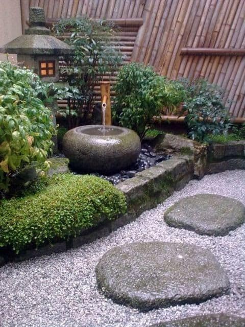 Stepping stones and fountain