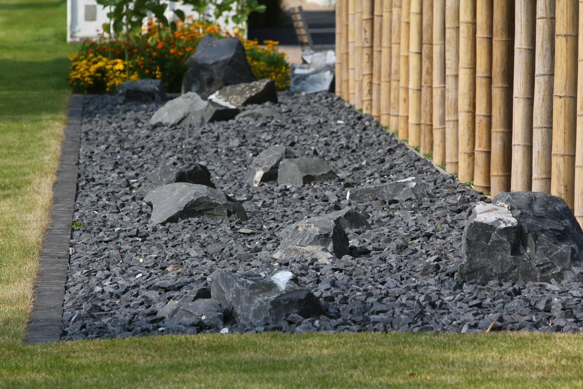 Modern grey pebble landscape