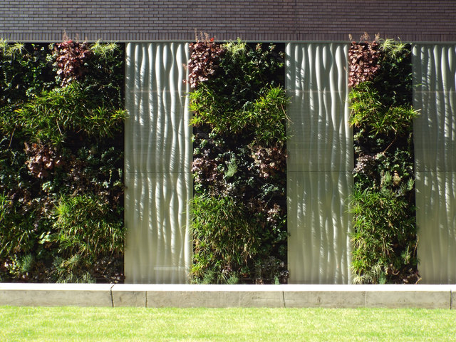 Detail of green wall opposite One Snow Hill, Birmingham