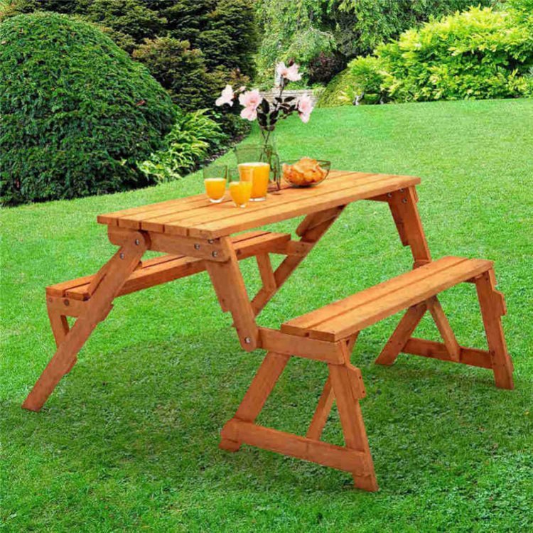 odbury 2 in 1 Convertible Garden Bench and Picnic Table