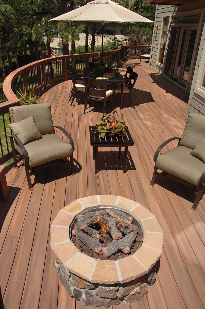 Fire pit on a patio decking