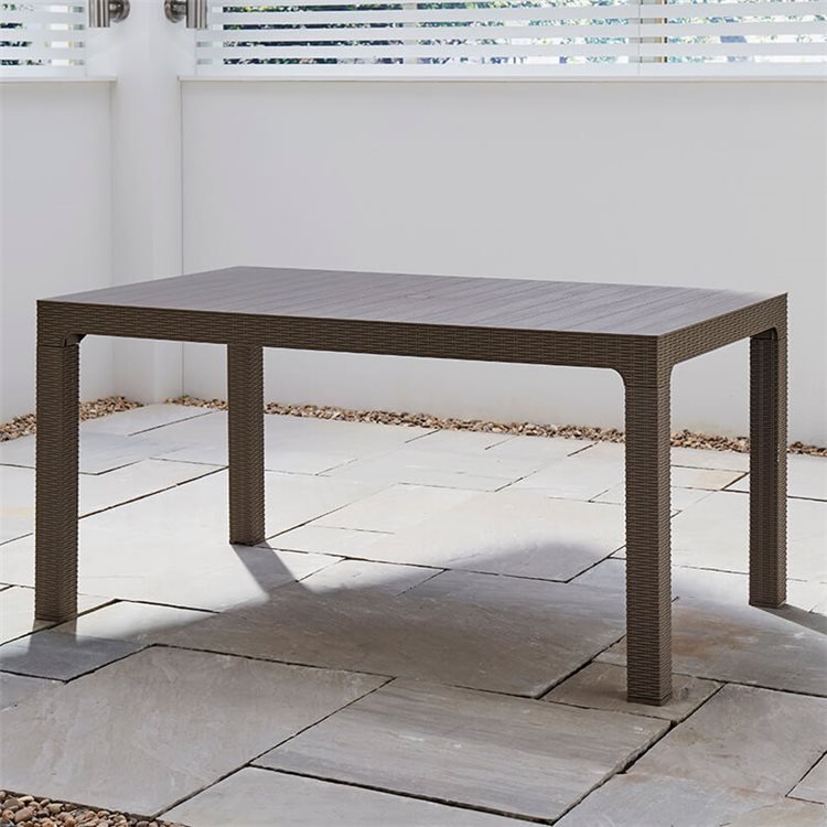 Outdoor Rattan Effect Rectangular Dining Table